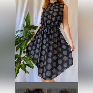 H&M Black Pleated Sundress Scoop Neck Casual